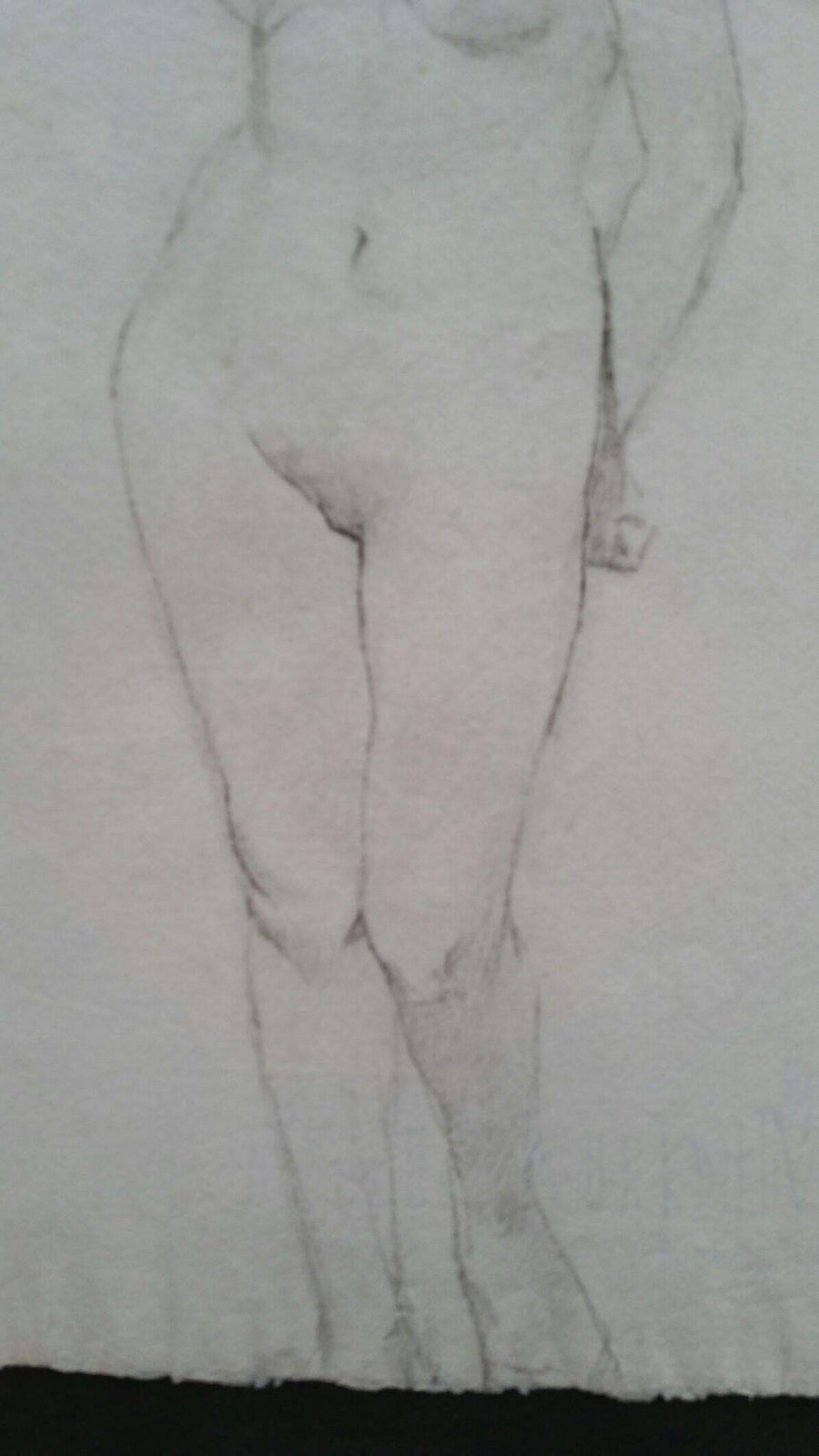 Unknownenglish Graphite Portrait Sketch Of Female Nude, Standing Facingcirca 1880 1905 photo 198.0
