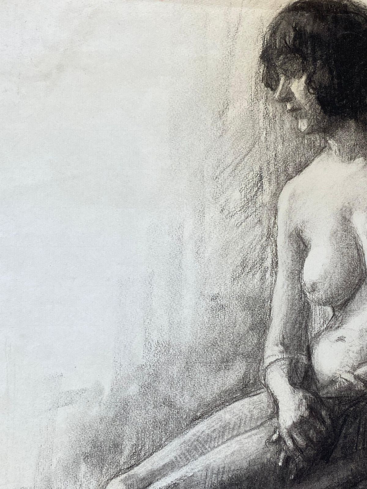 Unknown1920's French Charcoal Sketch Of Seated Nude Lady The Artists Model1920s photo for sale