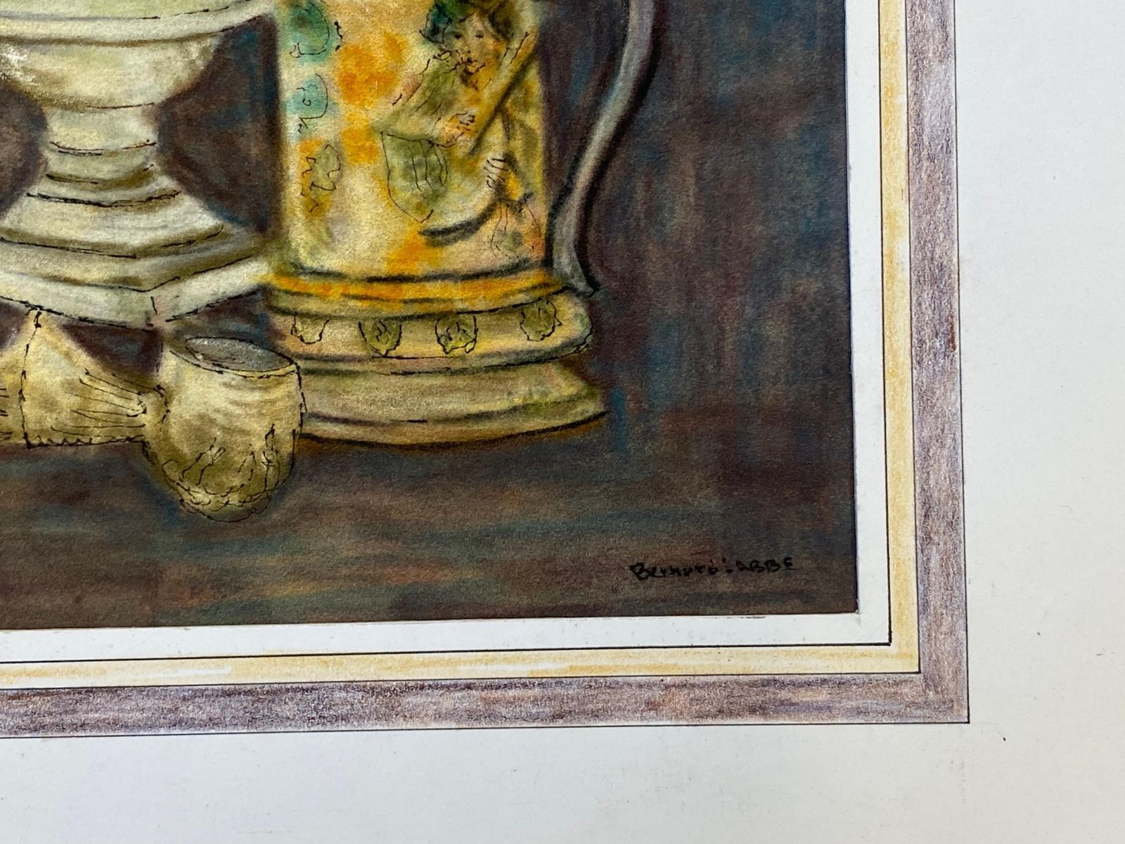 Unknown1950's French Modernist/ Cubist Signed Painting, Interior Table Objects1950 photo Art