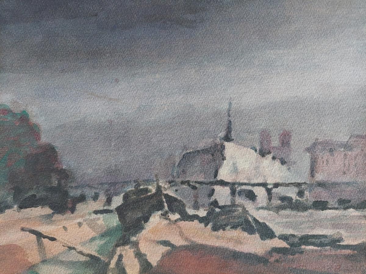 Unknownfrench Modernist Cubist Painting Storm Approaching Paris21st Century photo for sale