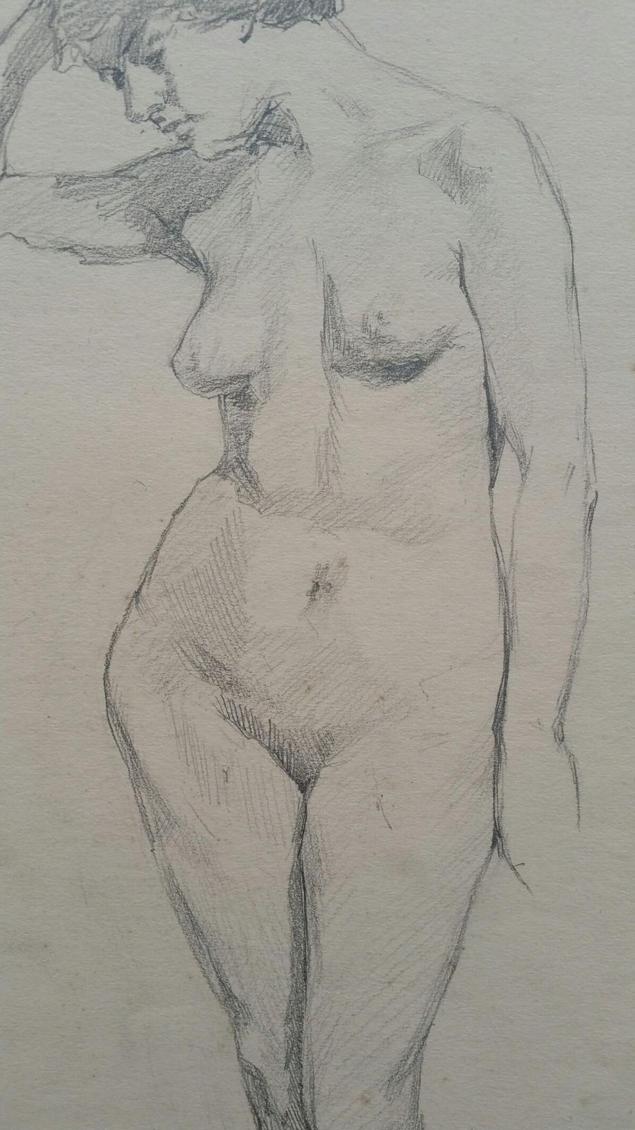 Unknownenglish Graphite Portrait Sketch Of Female Nude, Forward Posecirca 1880 1905 photo Art
