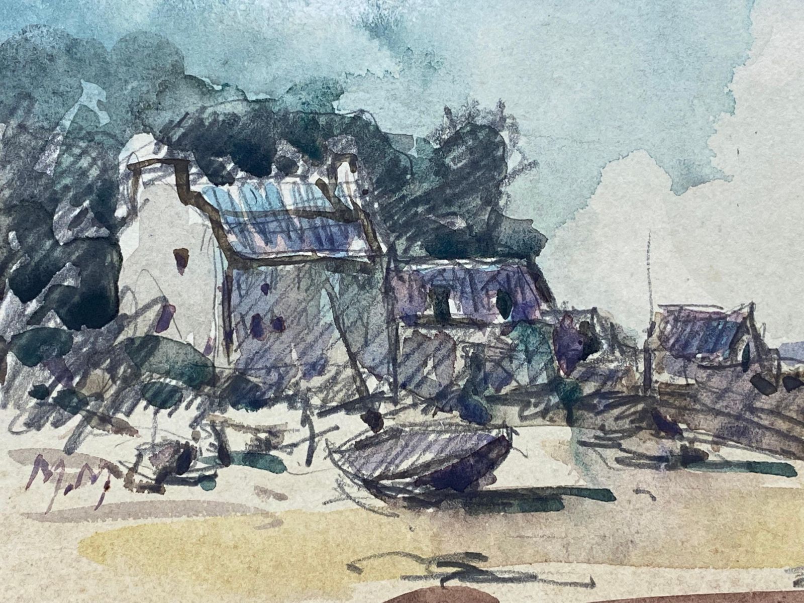 Unknownmaurice Mazeilie, French Impressionist Watercolour, Beach Landscape20th Century photo Art