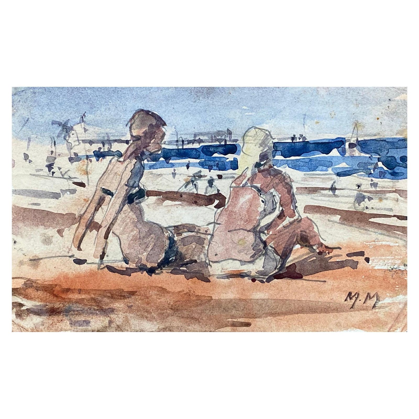 Unknownmaurice Mazeilie, French Impressionist Watercolour, Sunbathing Woman20th Century
