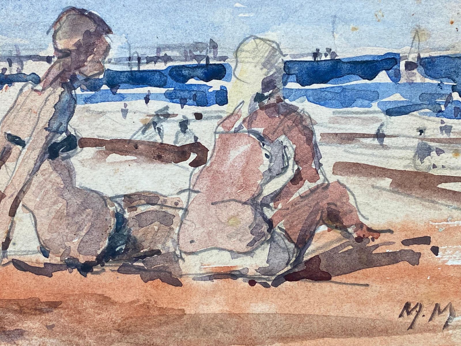 Unknownmaurice Mazeilie, French Impressionist Watercolour, Sunbathing Woman20th Century photo for sale