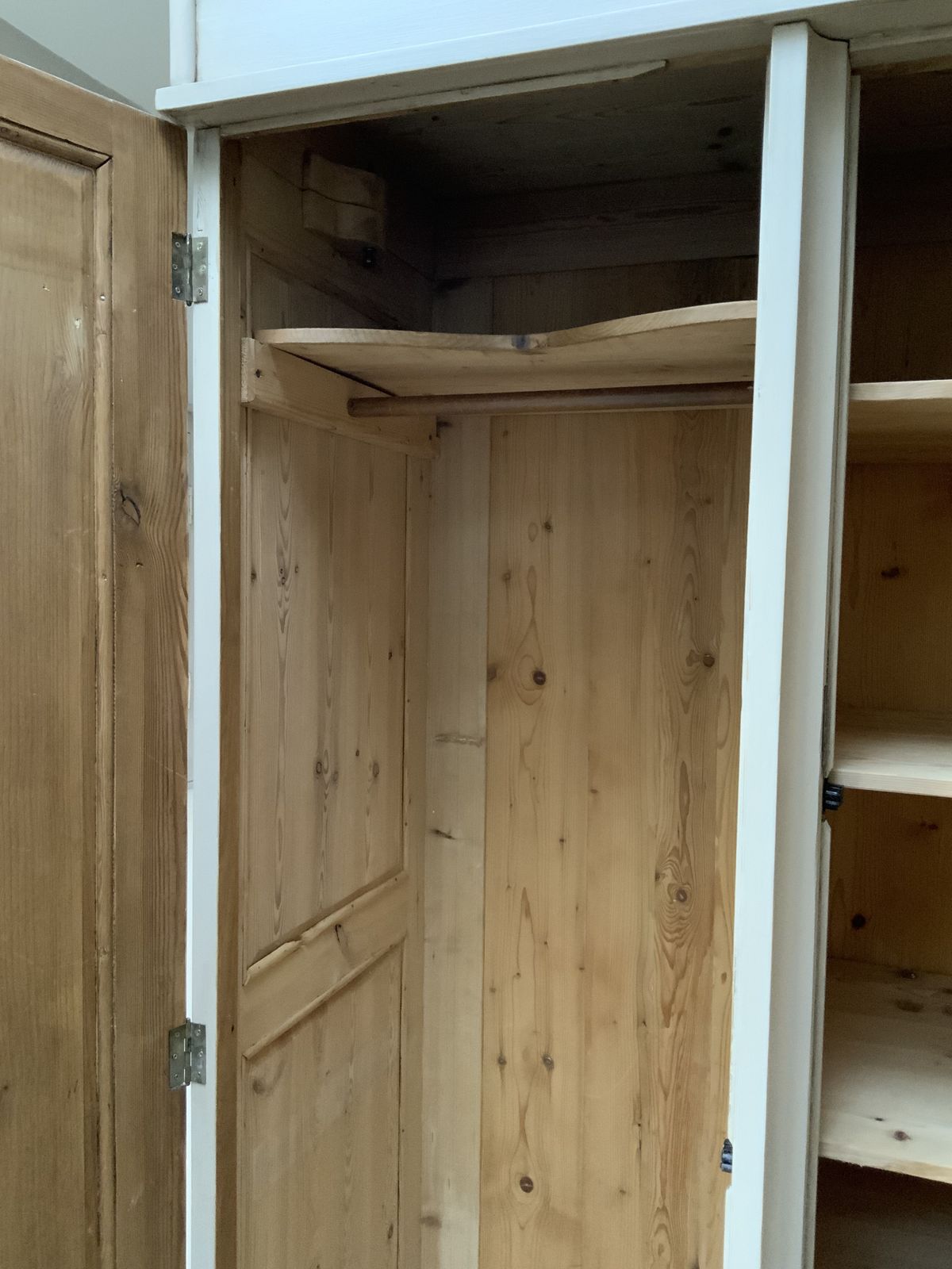 Restored Vintage Knockdown Continental Triple Painted Pine Grey Wardrobe photo furniture