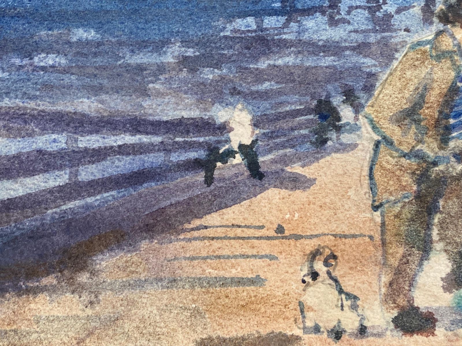 Unknownfisherman On Quay Maurice Mazeilie, French Impressionist Watercolour20th Century photo furniture