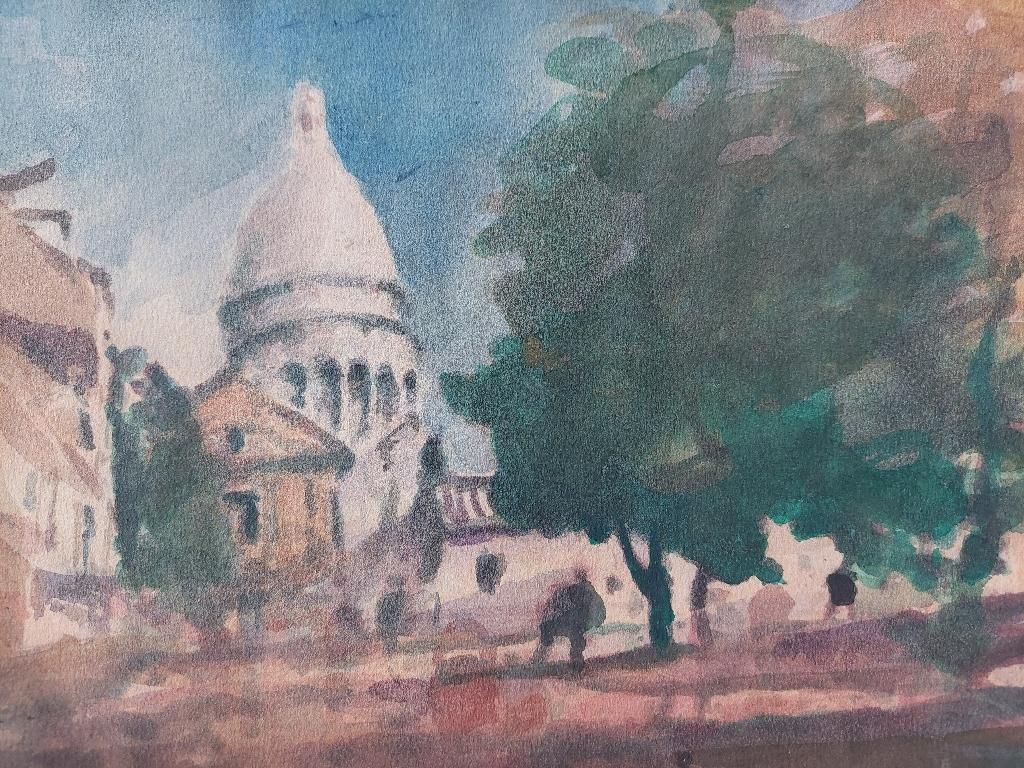 Unknownfrench Modernist Cubist Painting Montmartre Paris20th Century photo for sale