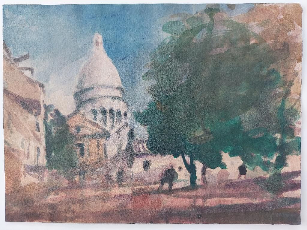 Unknownfrench Modernist Cubist Painting Montmartre Paris20th Century photo Art