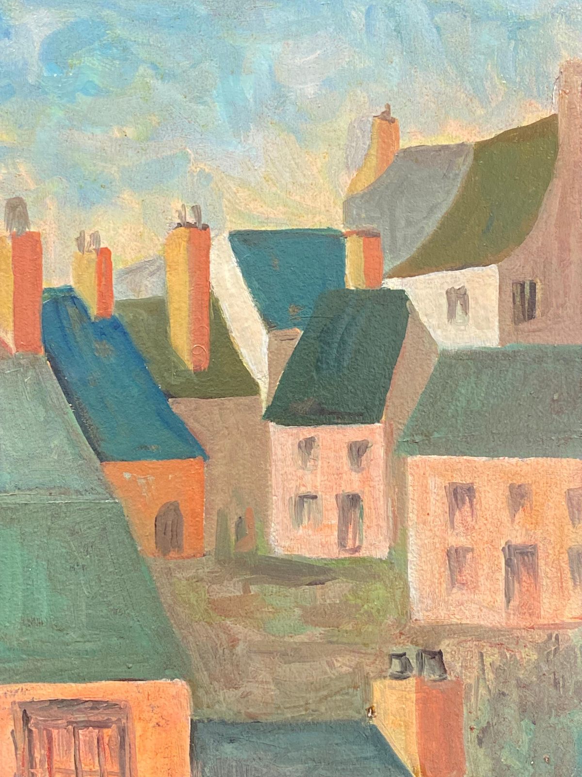 Unknown1950's French Modernist / Cubist Painting Signed, French Landscape20th Century photo furniture