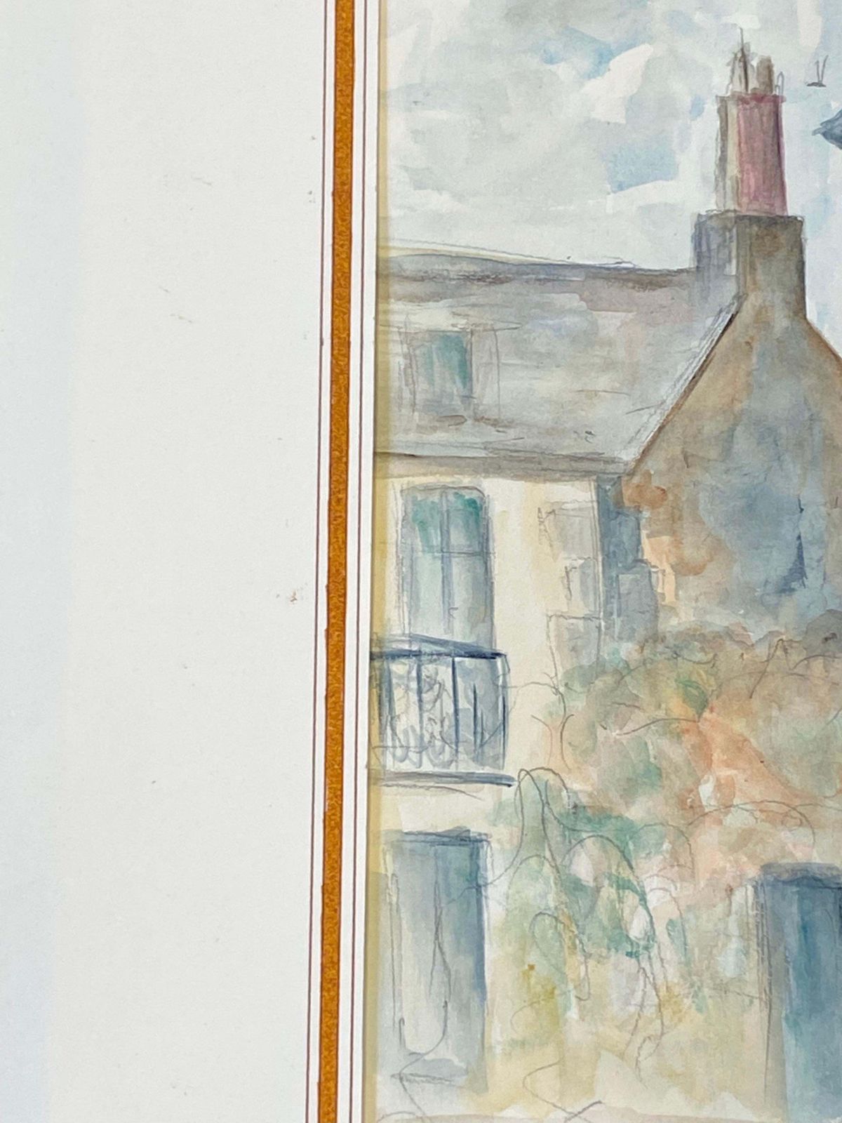 Unknown1950's French Modernist/ Cubist Painting Signed, Light Colour French Buildings1950 photo vinterior