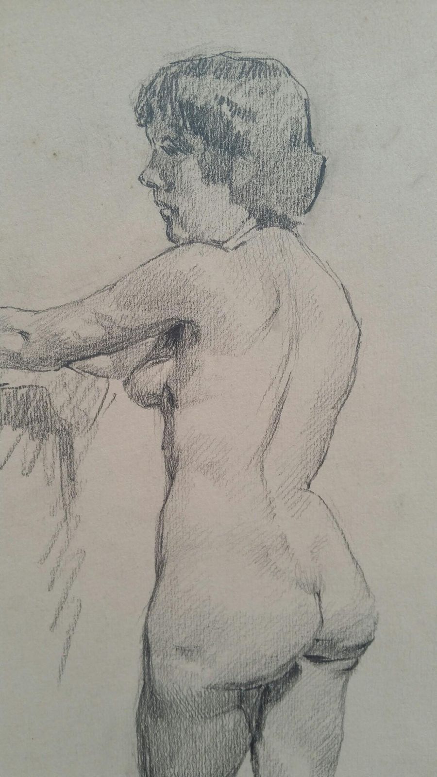 Unknownenglish Graphite Portrait Sketch Of Female Nude, Standingcirca 1880 1905 photo buy