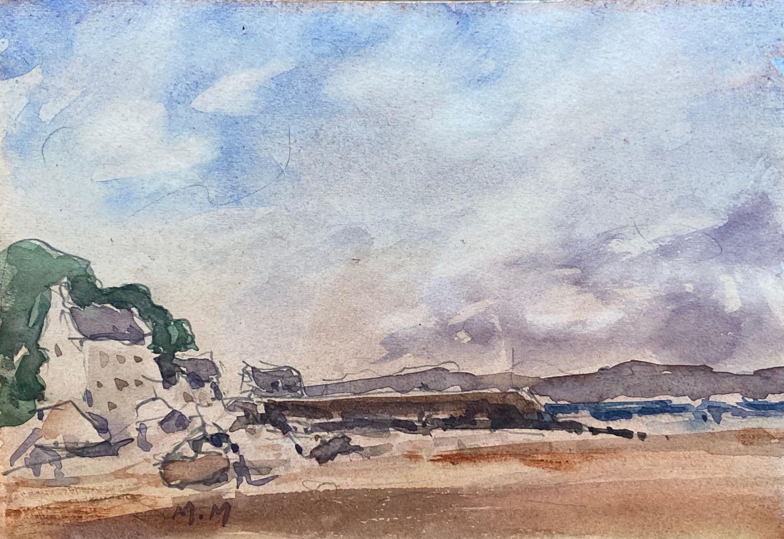 Unknownmaurice Mazeilie, French Impressionist Watercolour   Beach Landscape20th Century photo Art