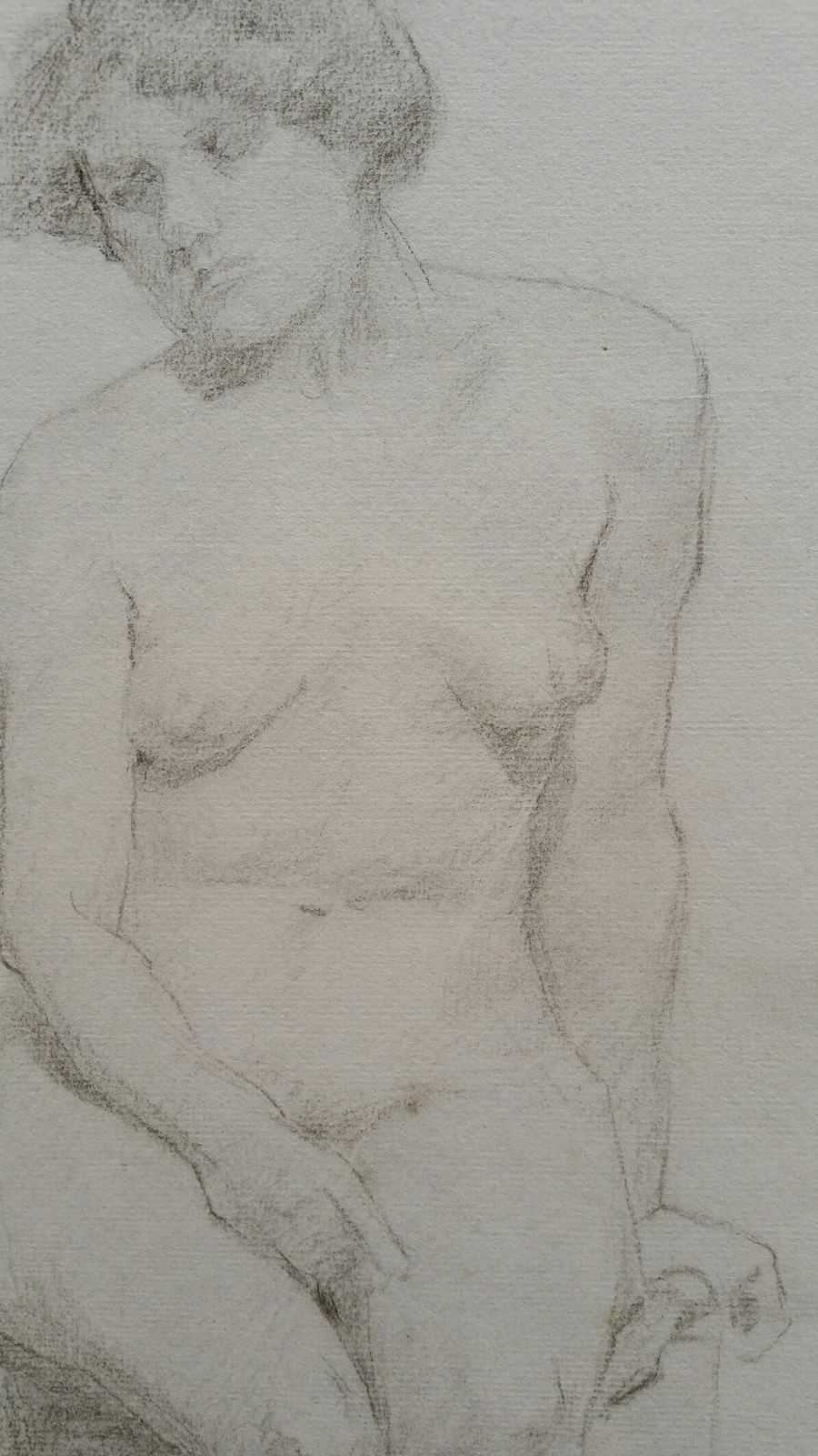 Unknownenglish Graphite Portrait Sketch Of Female Nude, Seatedcirca 1880 1905 photo for sale