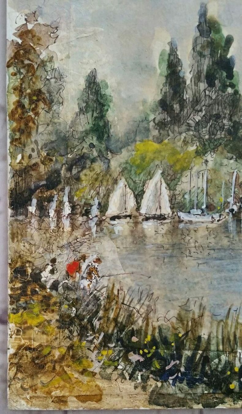 English  Schooltraditional English Painting Constables Boatyard Thames Hampton, England20th Century photo Art