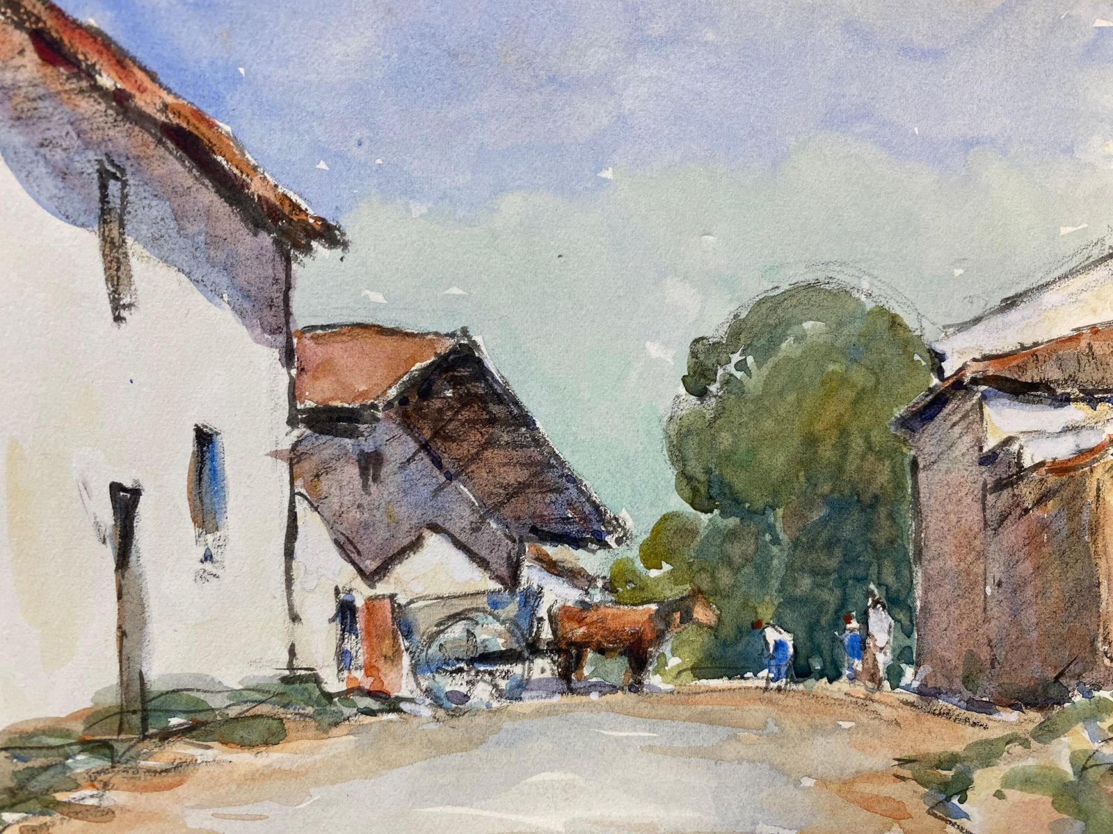 Unknowncamille Meriot French Signed Watercolour Painting, Farmyard Landscapecirca 1940s photo furniture