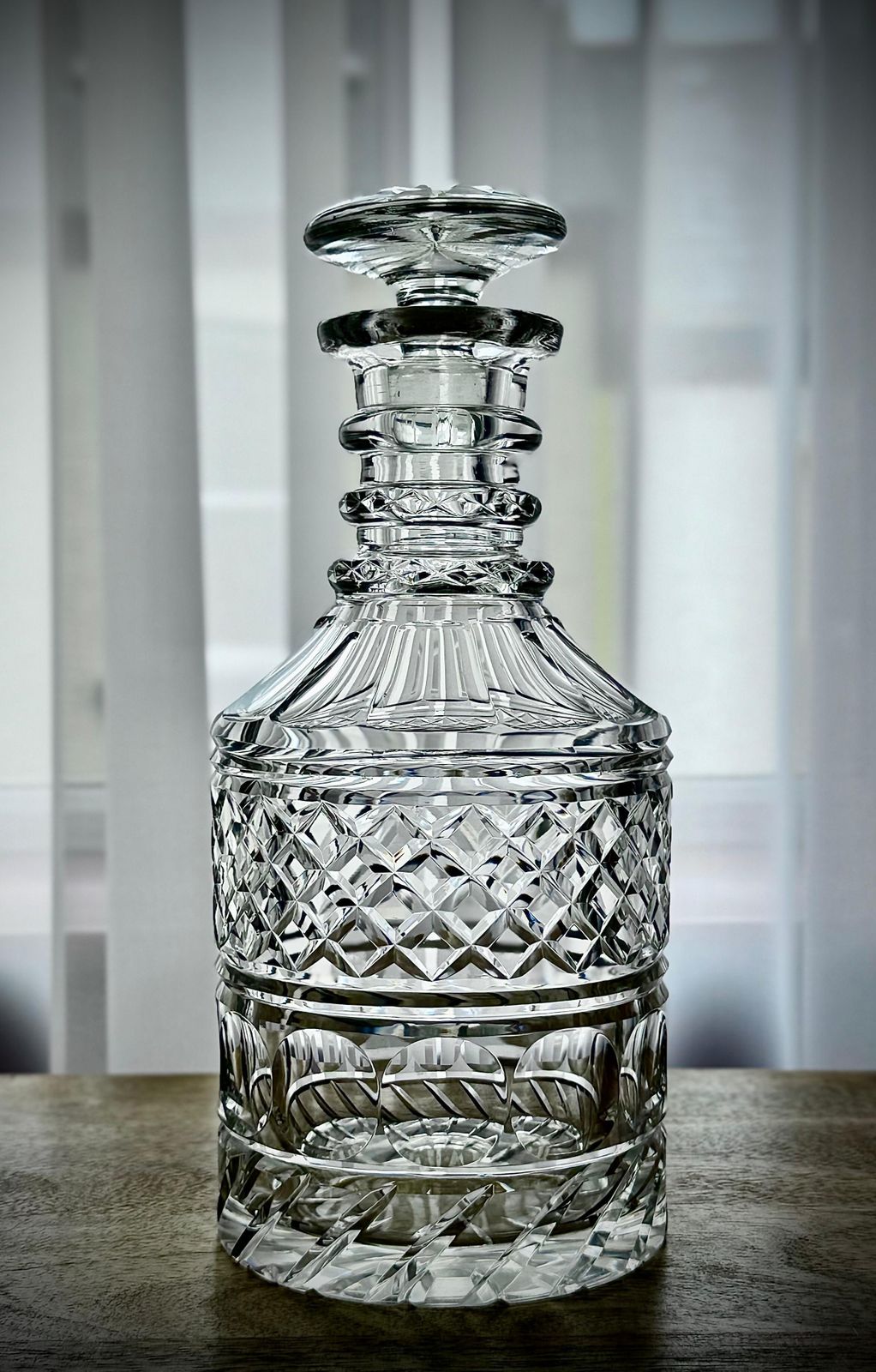 William IV Anglo Irish Cut Glass Decanter, Hand Cut With Mushroom Stopper, C.1835 photo vinterior