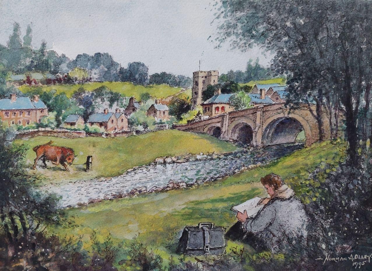 English  School19th Century Traditional English Painting Of An Artist Sketching In Yorkshire20th Century photo for sale