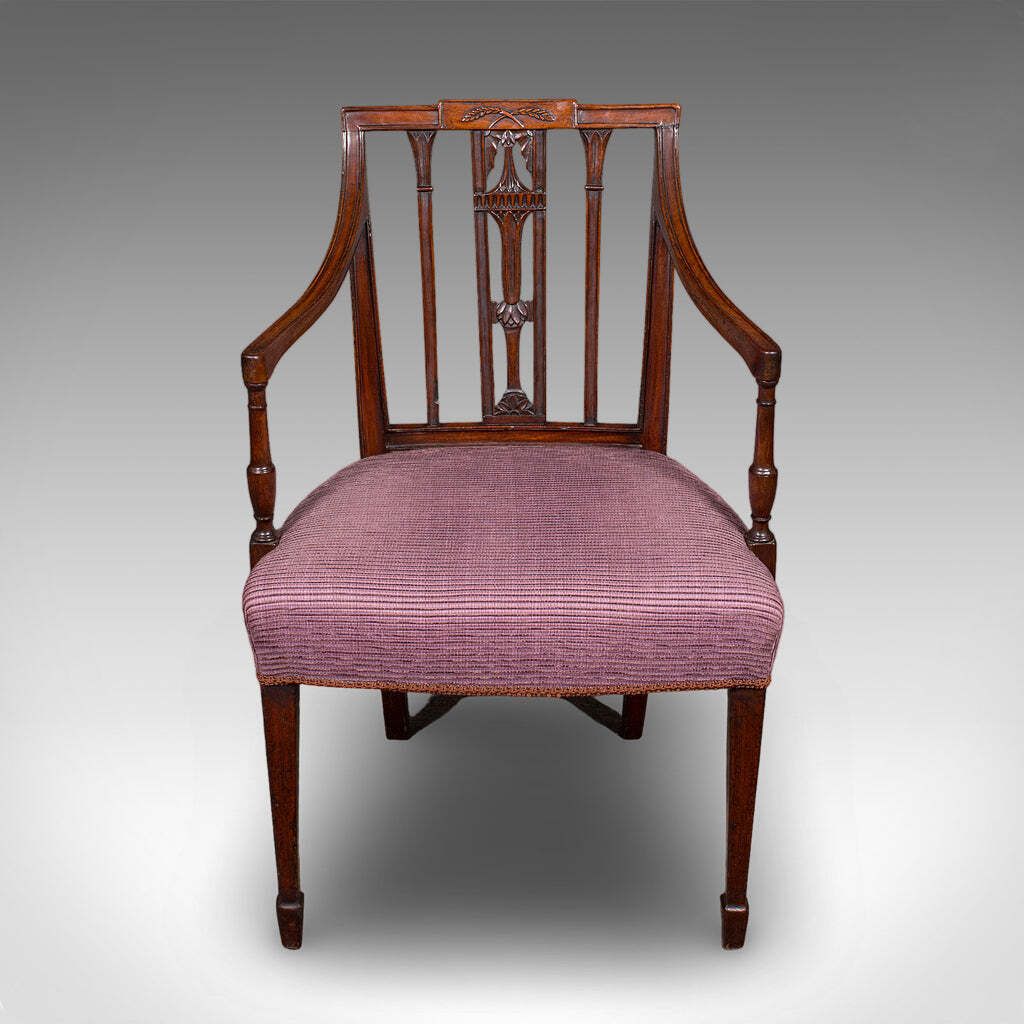 Antique Morning Room Chair English Desk Elbow Seat Sheraton Taste Georgian photo furniture