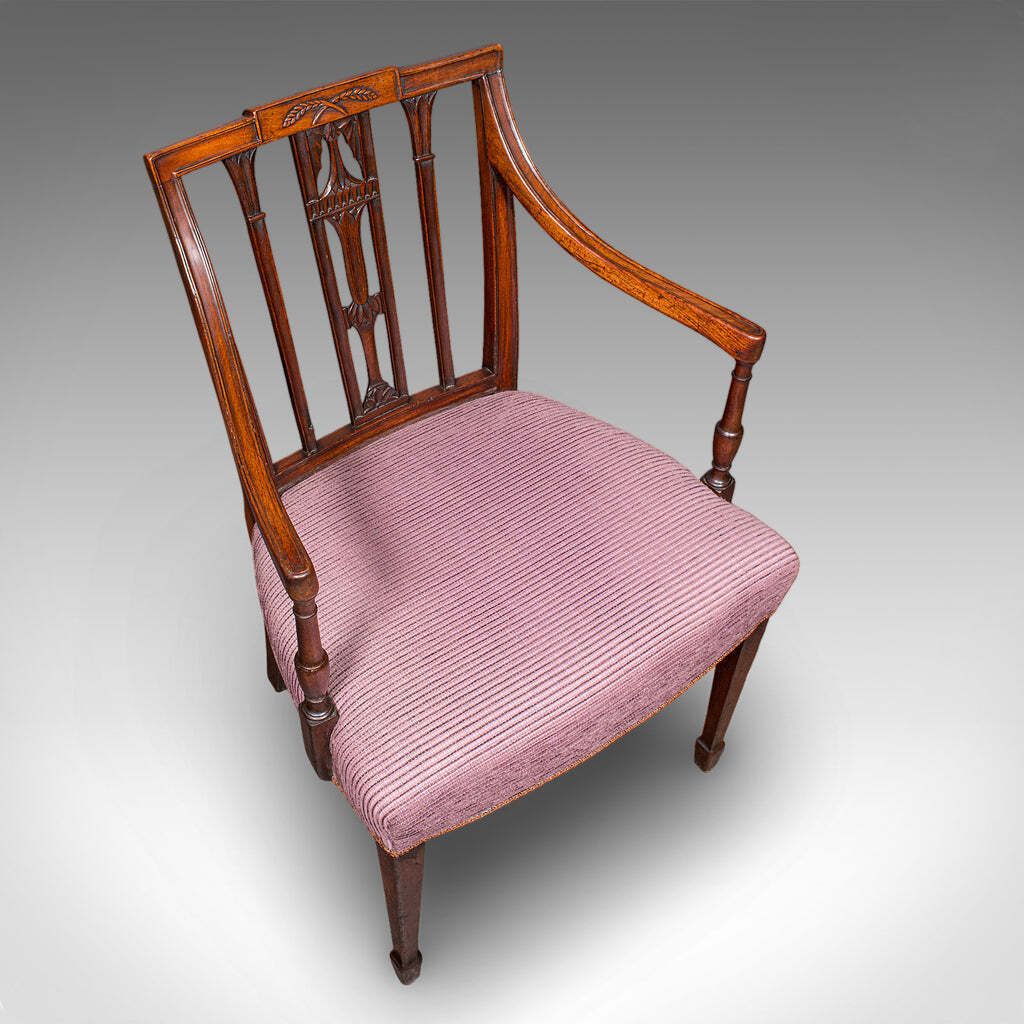 Antique Morning Room Chair English Desk Elbow Seat Sheraton Taste Georgian photo 4017.0