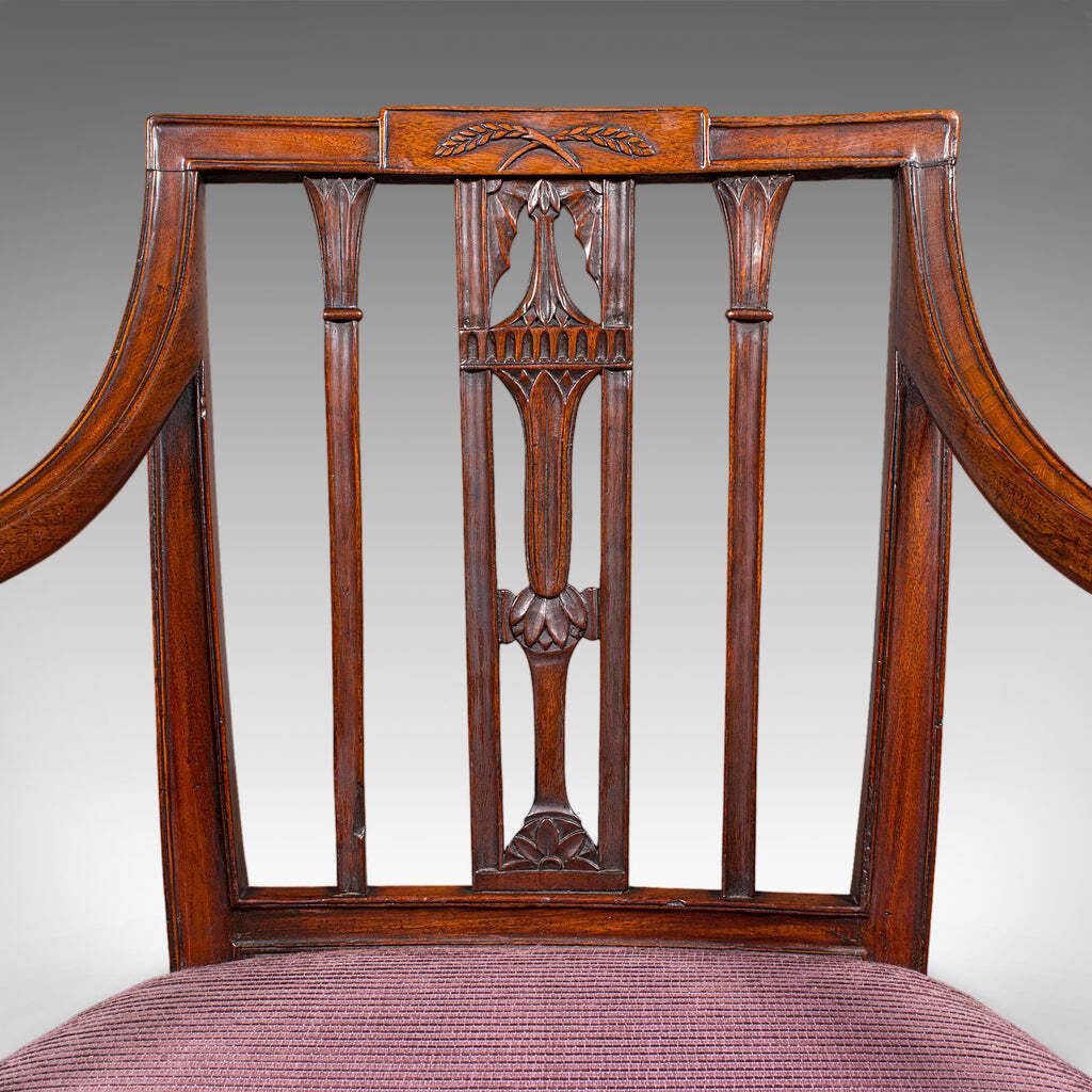 Antique Morning Room Chair English Desk Elbow Seat Sheraton Taste Georgian photo vinterior