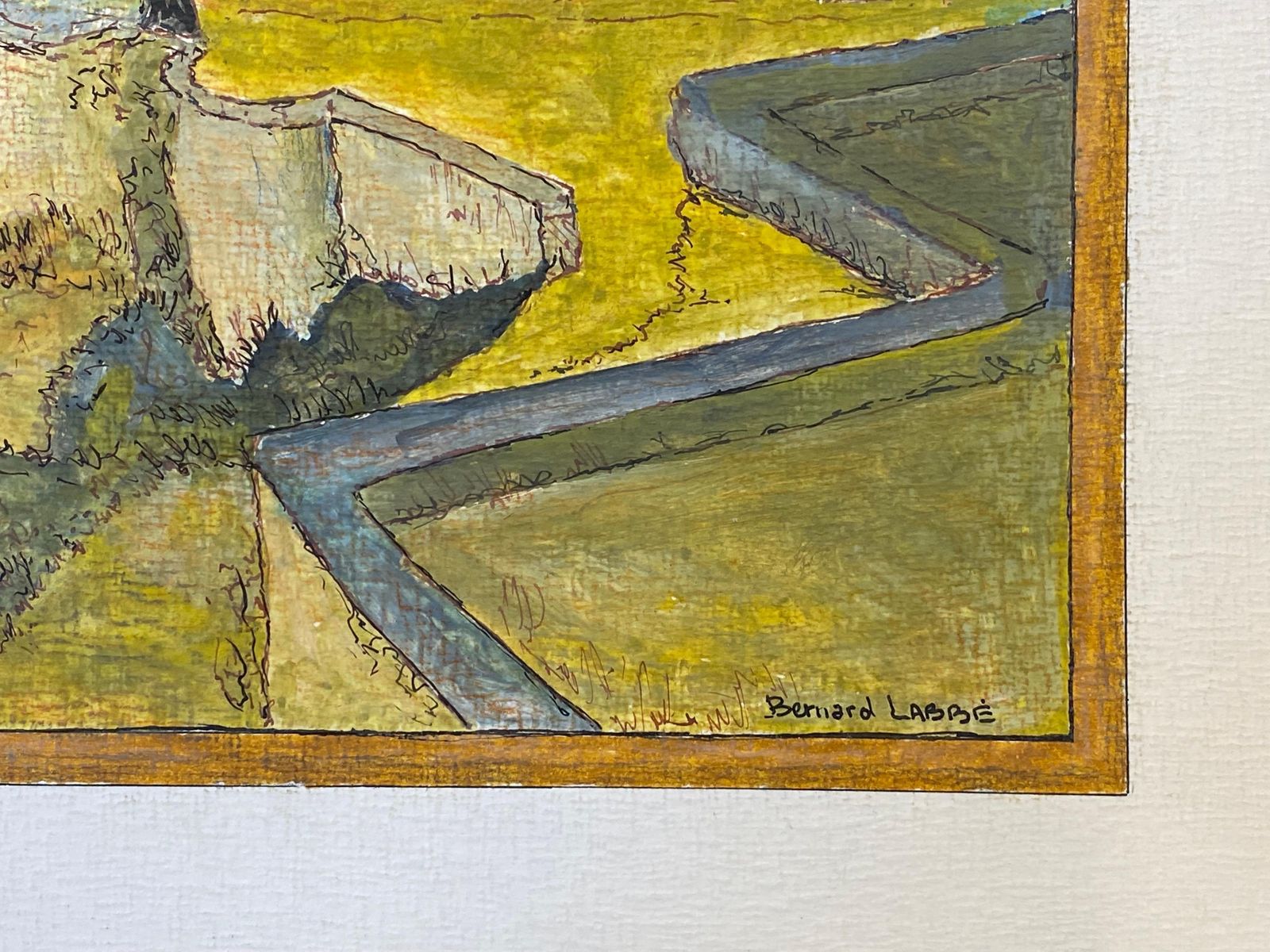 Unknown1950's Modernist Signed Painting, Peaceful French Church Landscape1950s photo 483.0