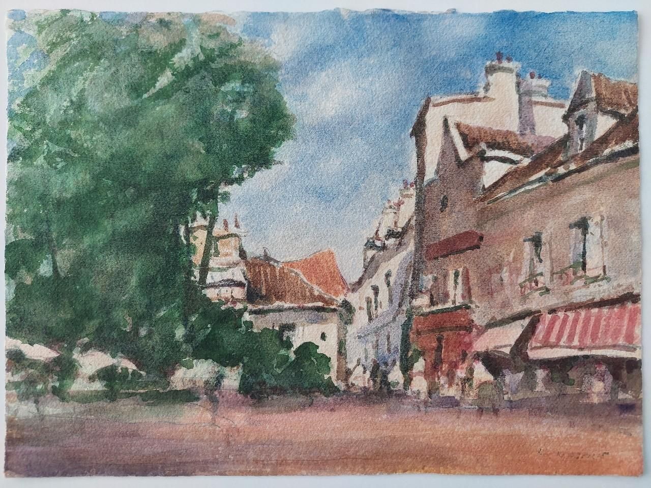 Maurice Mazeiliefrench Modernist Cubist Painting Summer Town Scene20th Century photo furniture