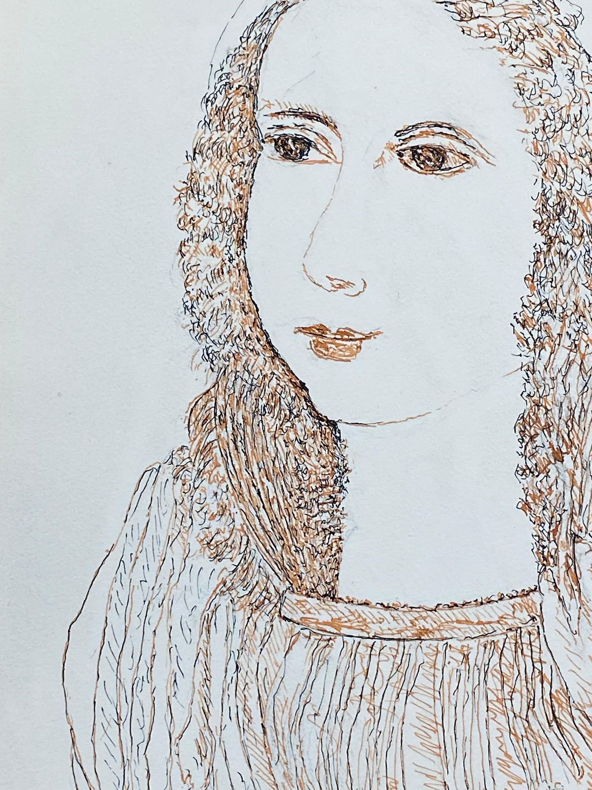 Unknown1950's French Modernist/ Cubist Drawing   Portrait Of Lady1950 photo for sale