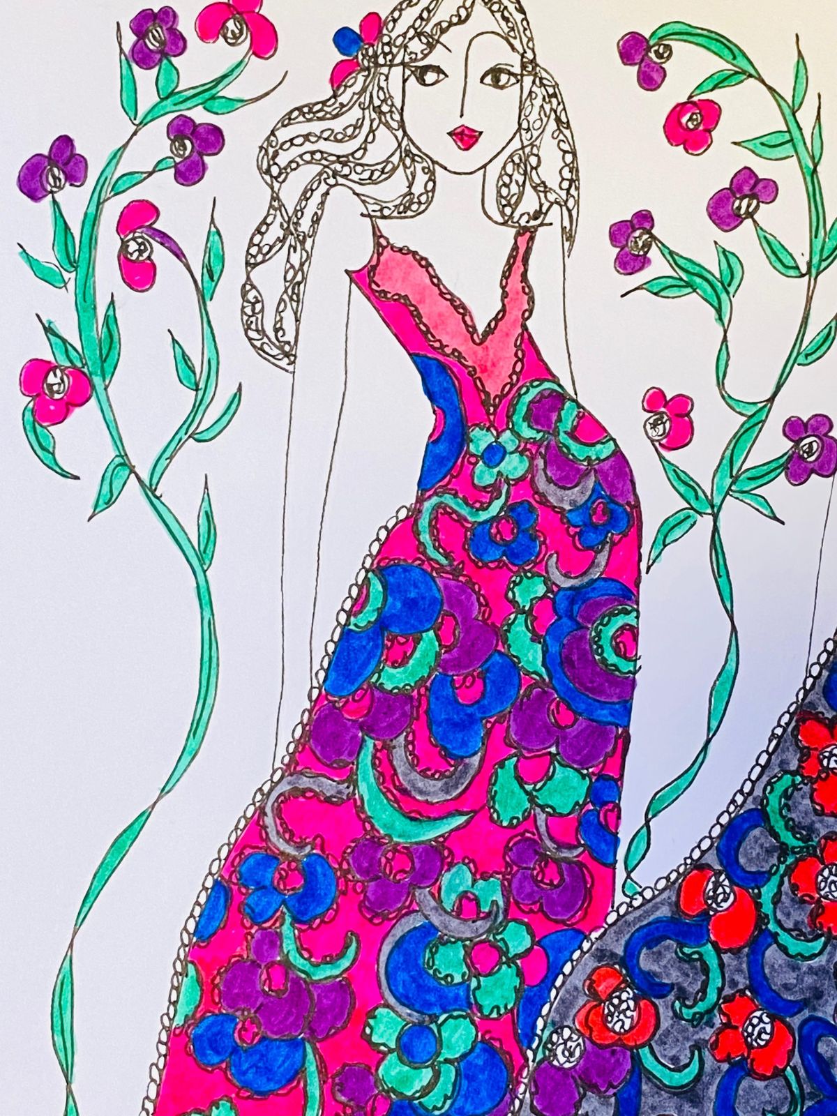 Unknownoriginal Fashion Design Illustration Watercolor Painting Laura Ashley Designercirca 2000s photo Art