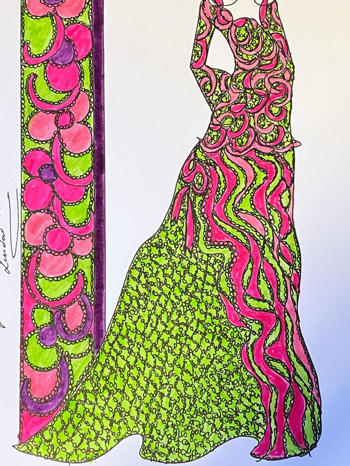 Unknownoriginal Fashion Design Illustration Watercolor Painting Laura Ashley Designercirca 2000s photo furniture
