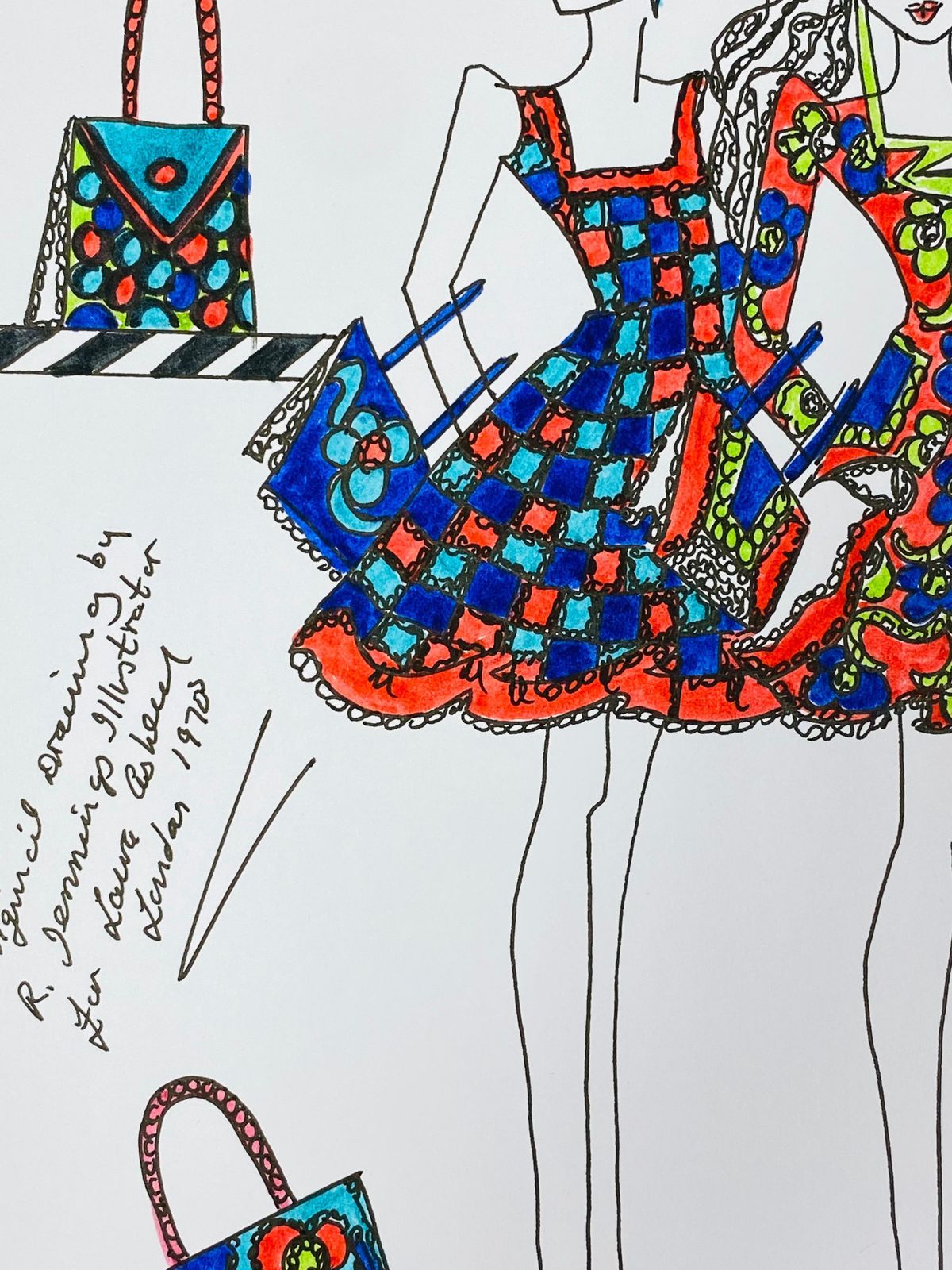 Unknownoriginal Fashion Design Illustration Watercolor Painting Laura Ashley Designercirca 2000s photo buy
