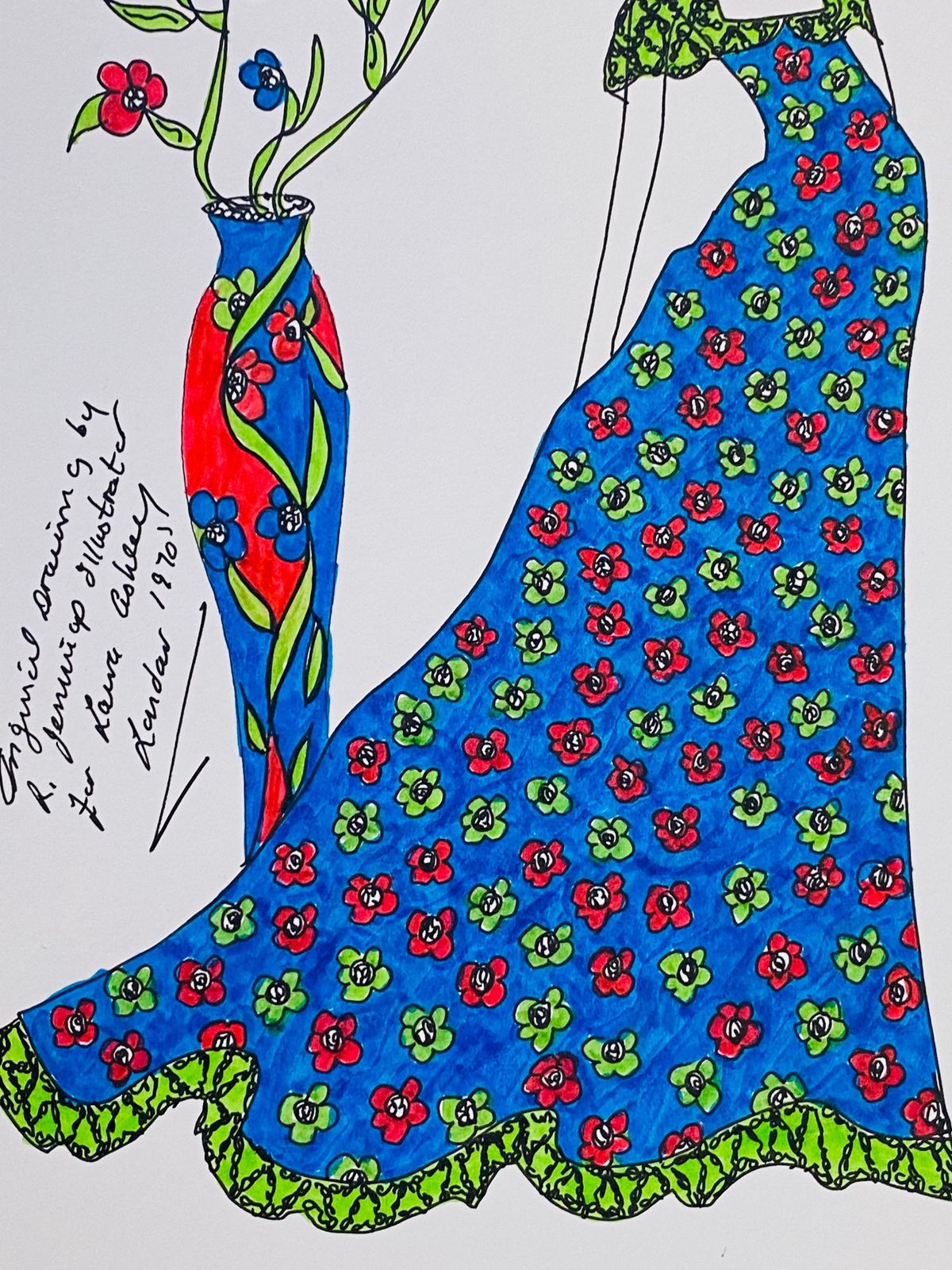 Unknownoriginal Fashion Design Illustration Watercolor Painting Laura Ashley Designercirca 2000s photo furniture