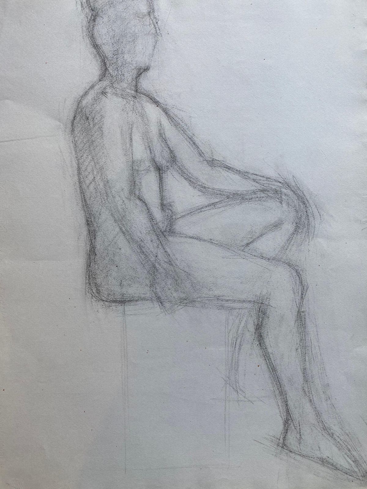 Unknownmid 20th Century French Charcoal Drawing   Portrait Of A Standing Nude Womencirca 1950s photo furniture
