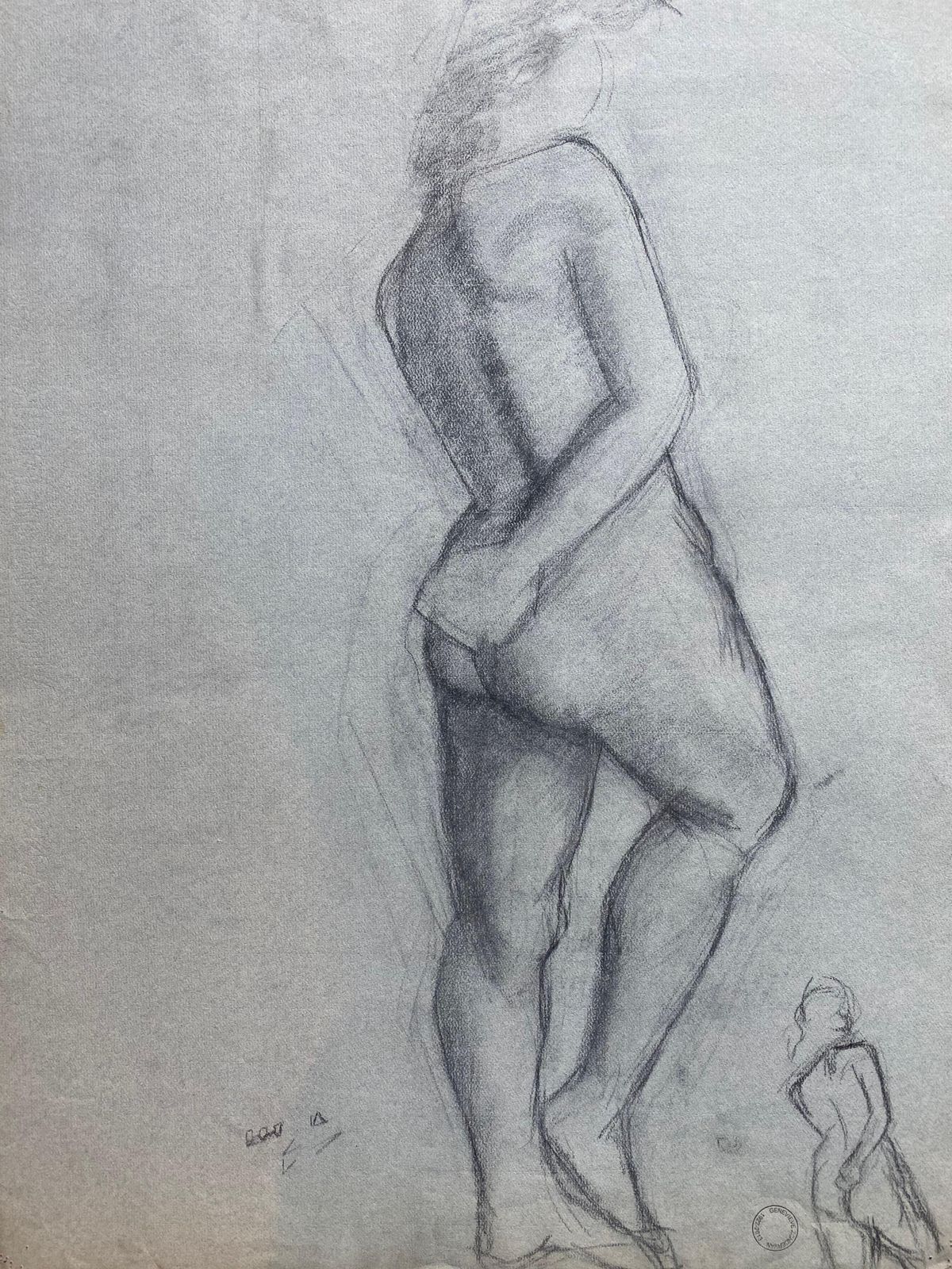 Unknownmid 20th Century French Charcoal Drawing, Portrait Of A Standing Nude Womencirca 1950s photo for sale