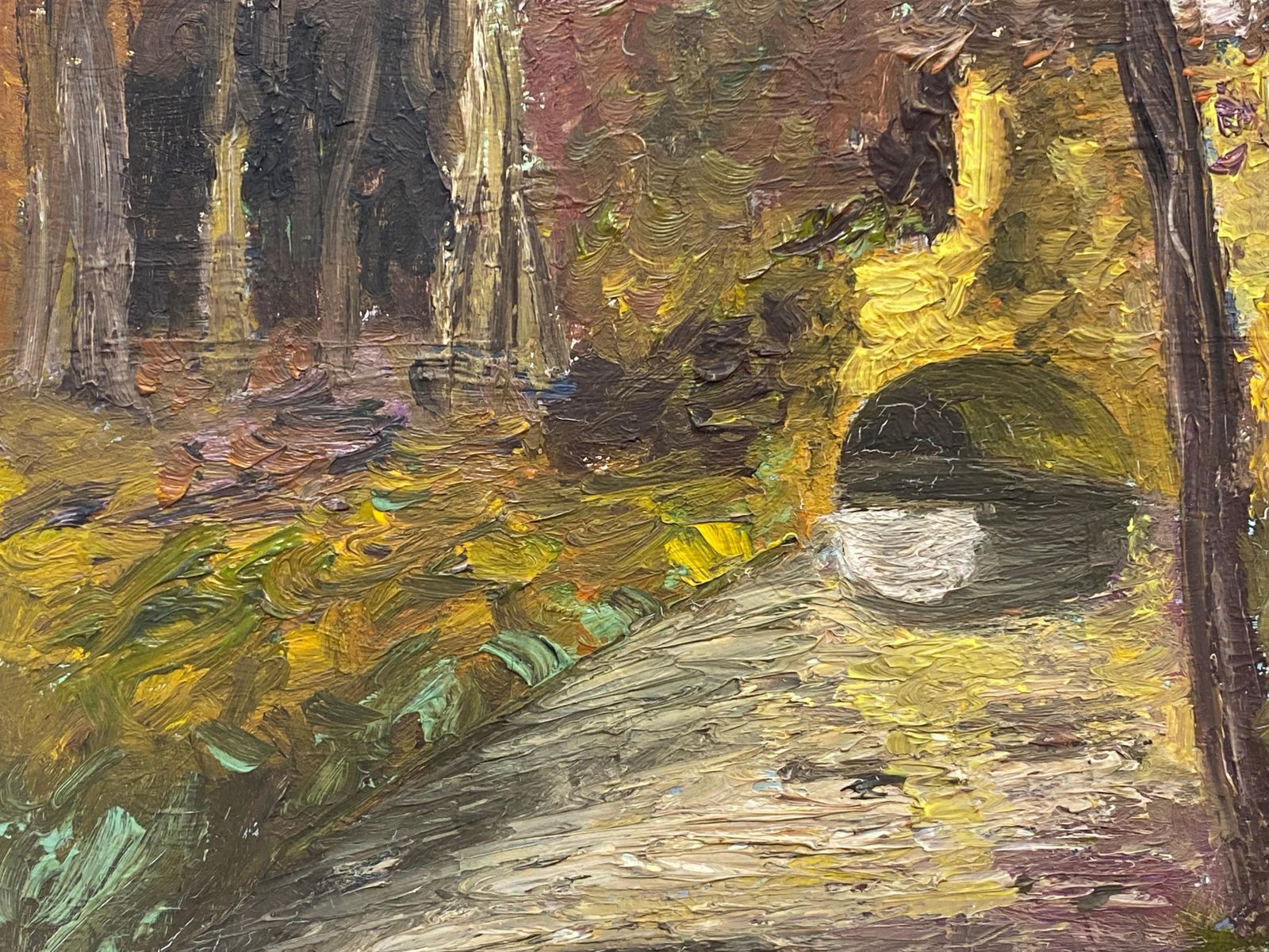 Unknownfernand Audet French Impressionist Oil, Bridge In Woodscirca 1950s photo 382.0