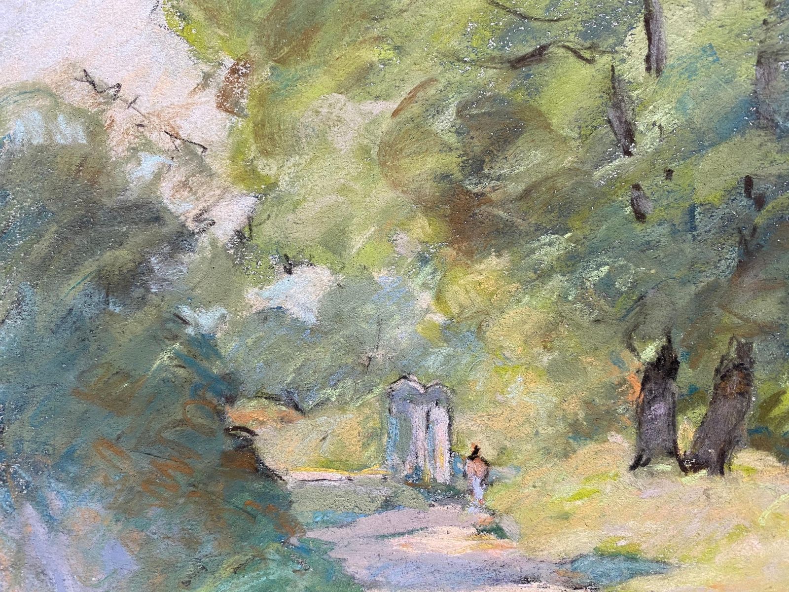 Unknowncamille Meriot, Pastel French Impressionist Sunlit Country Tranquil Lanecirca 1940s photo for sale