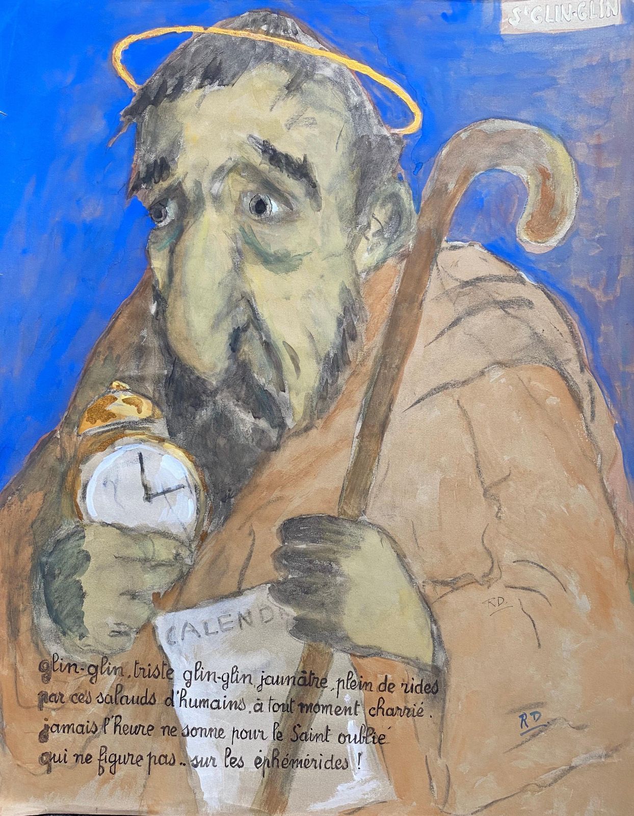 Unknown1960's French Portrait Religious Old Man Caricaturecirca 1960s photo furniture