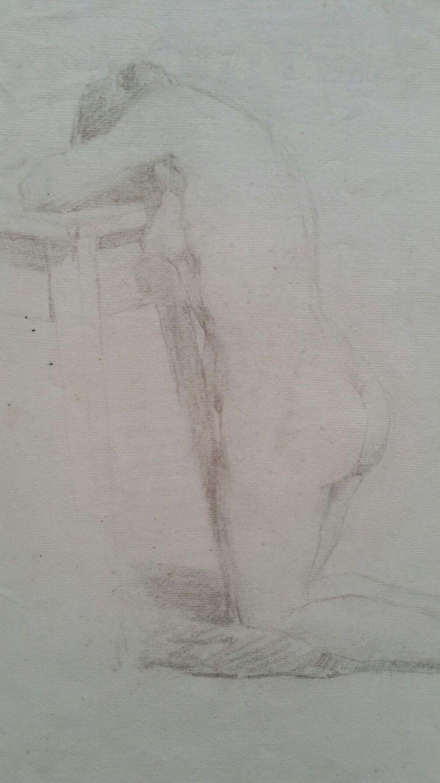 photo for sale Unknownenglish Graphite Portrait Sketch Of Female Nude, Kneelingcirca 1880 1905