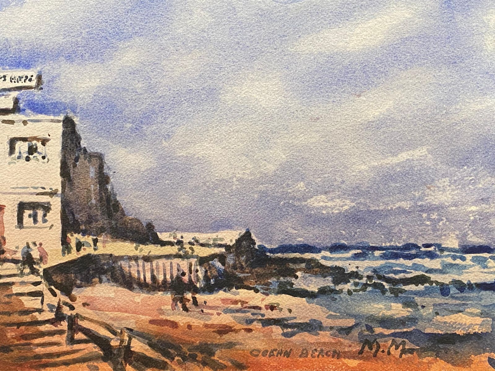 Unknownmaurice Mazeilie  French Impressionist Signed Watercolour   Ocean Beach20th Century photo for sale