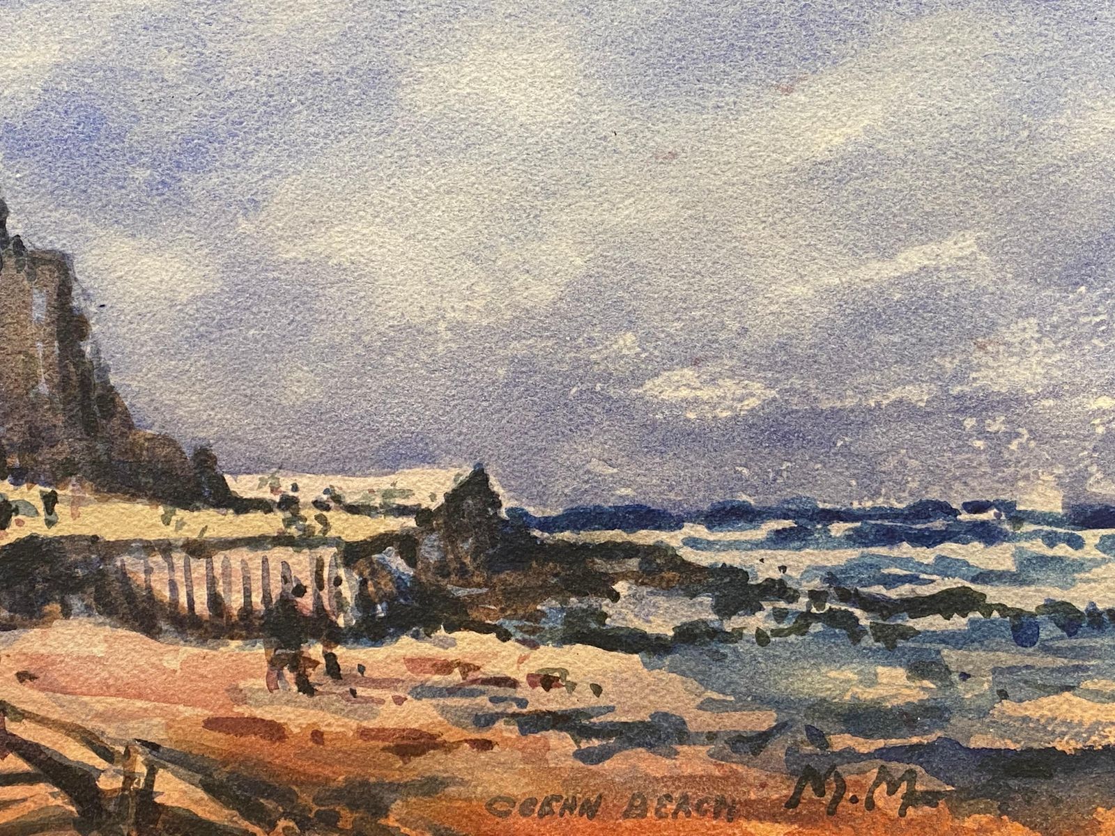 Unknownmaurice Mazeilie  French Impressionist Signed Watercolour   Ocean Beach20th Century photo vinterior