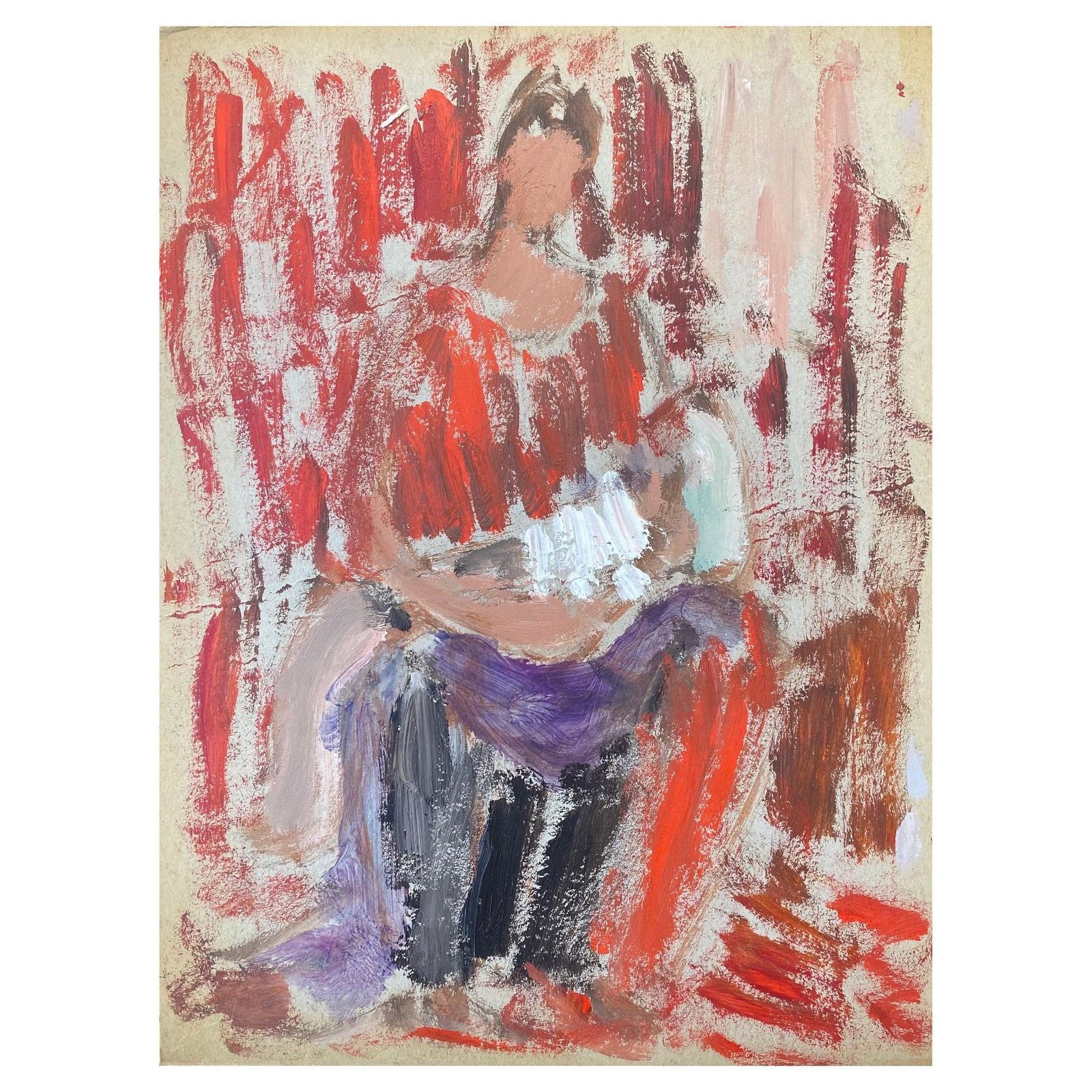 Unknown20th Century German Modernist Oil Painting, Mother & Childcirca 1940s