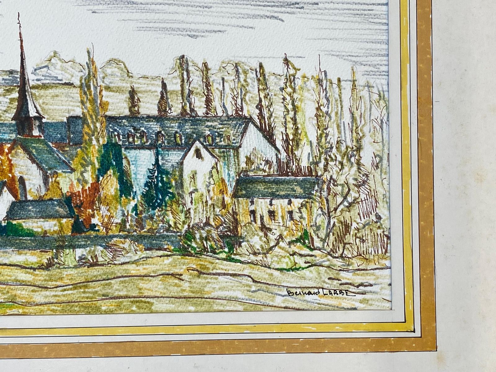Unknown1950's French Modernist / Cubist Painting Signed, View Of Green French Village1950 photo Art