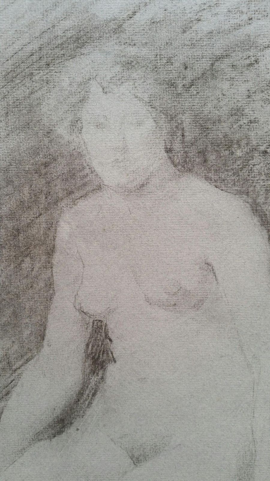 Unknownenglish Graphite Portrait Sketch Of Female Nude, Seatedcirca 1880 1905 photo for sale