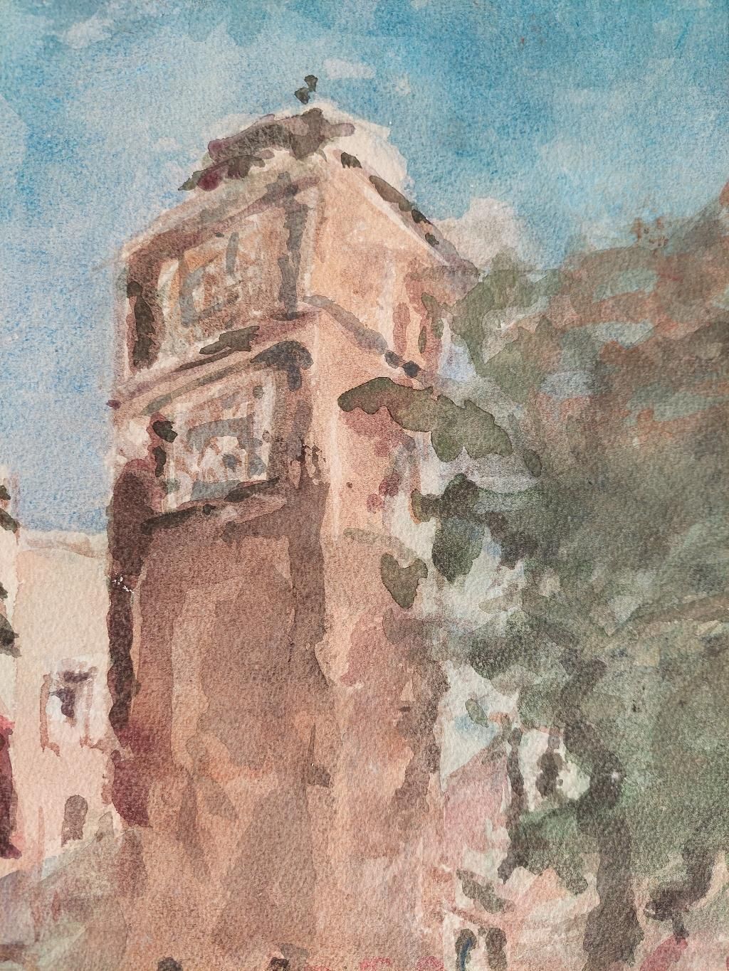 Unknownfrench, Modernist Cubist Painting Figures In Parisian Cityscape20th Century photo buy