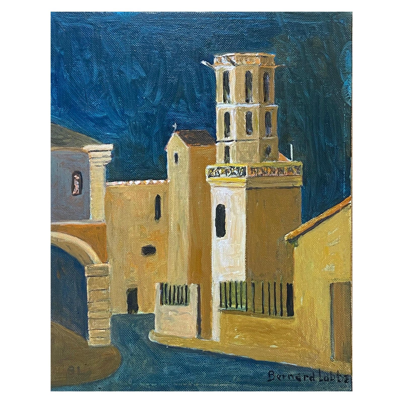 Unknown1950's French Modernist / Cubist Signed Painting, French Town1950