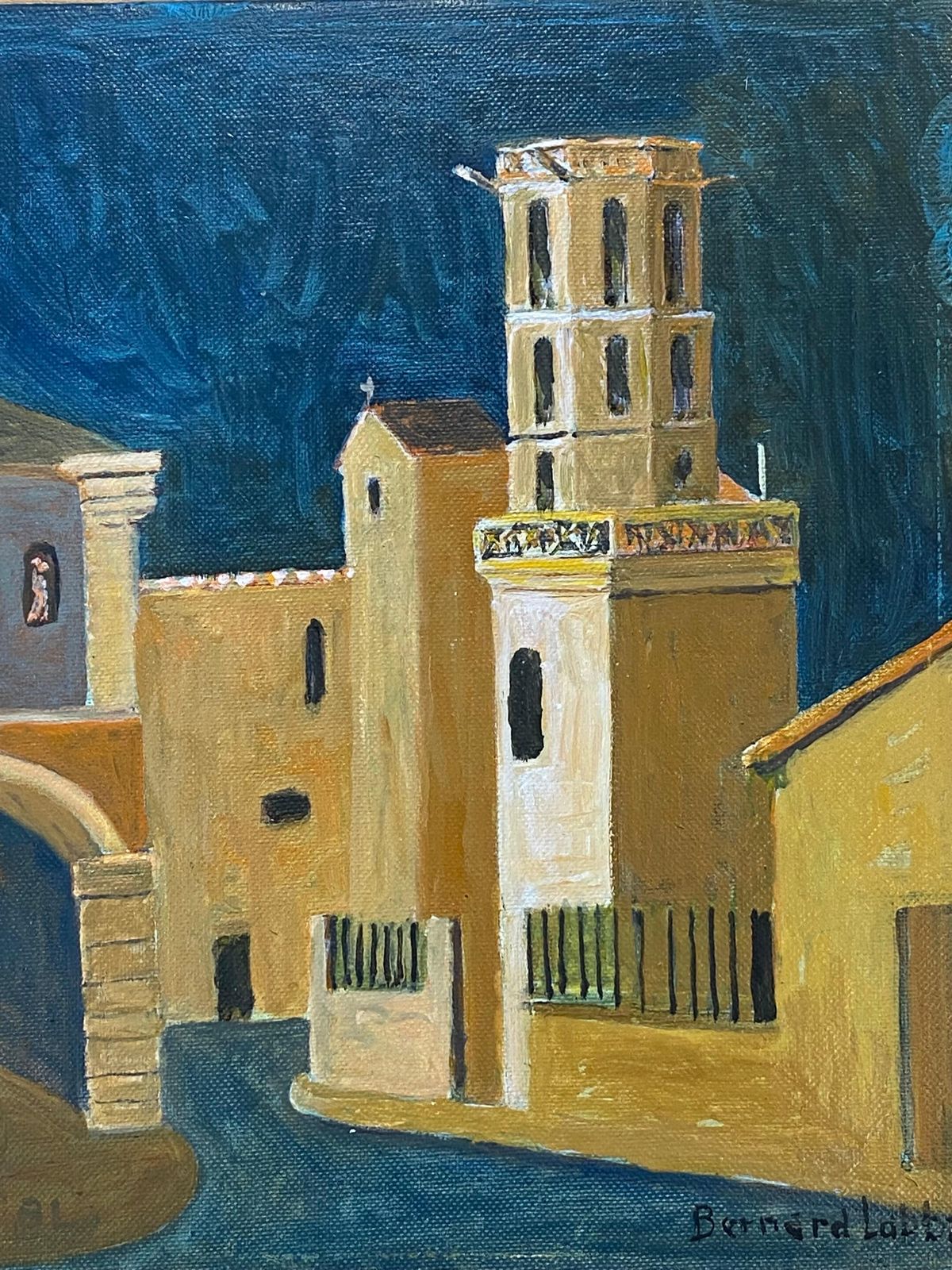 Unknown1950's French Modernist / Cubist Signed Painting, French Town1950 photo furniture