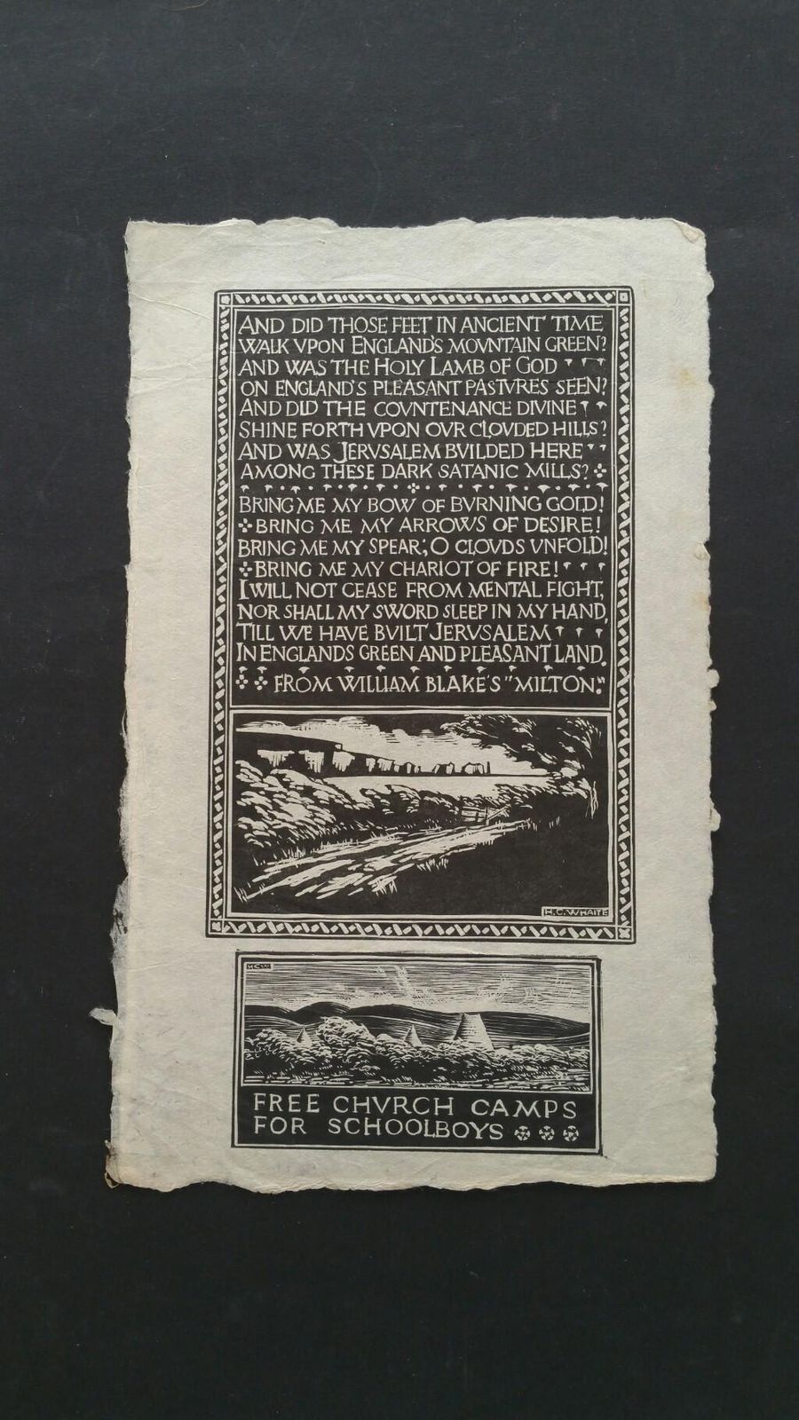 Unknownenglish Antique Woodcut Engraving, William Blakes's Milton1931 photo buy