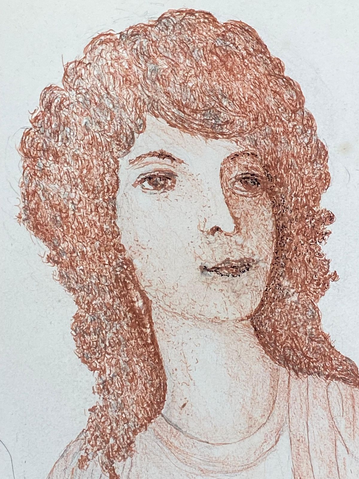 Unknown1950's French Modernist / Cubist Drawing, Red Portrait Of Lady1950 photo furniture