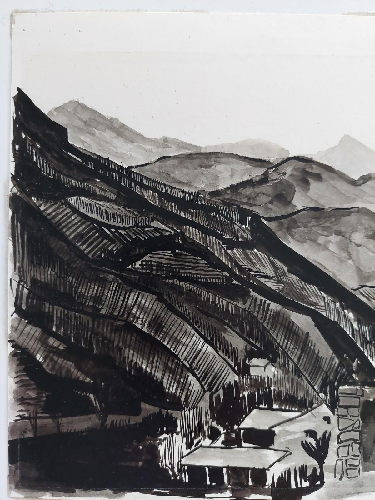 Bernard Labbe20th Century French Modernist Cubist Painting, En Grisaille French Landscape20th Century photo Art