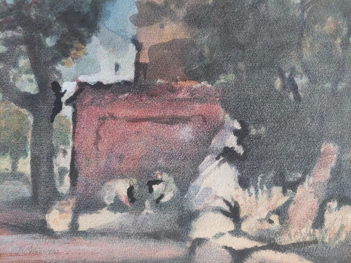 Unknownfrench Modernist Cubist Painting Figures In The Shade Of Trees20th Century photo 280.0