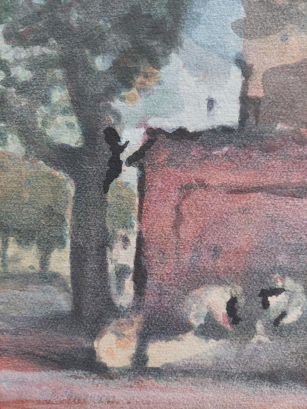 Unknownfrench Modernist Cubist Painting Figures In The Shade Of Trees20th Century photo vinterior